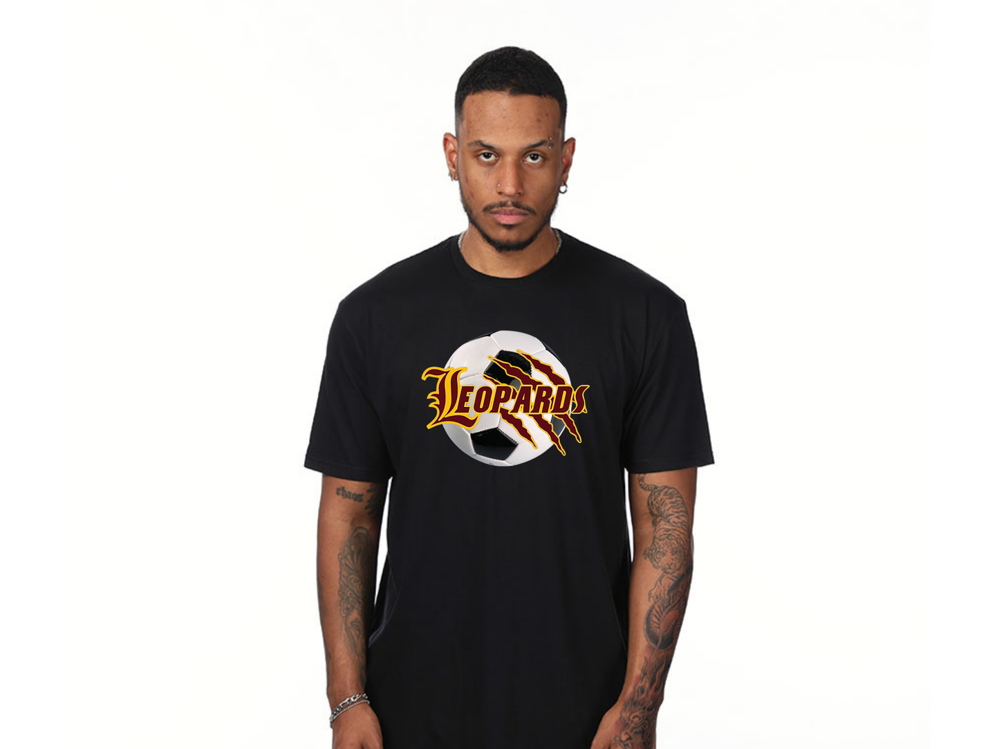 Leopards Soccer Ball Black or Maroon T-shirt